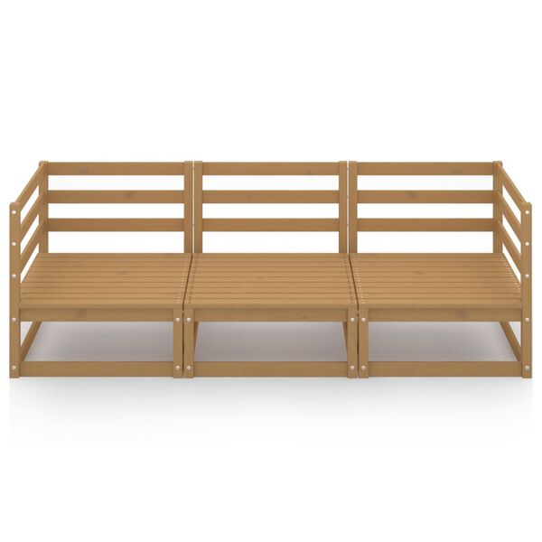 vidaXL Garden 3-Seater Sofa Honey Brown Solid Pinewood