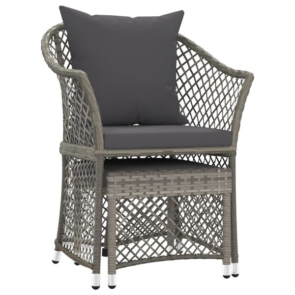 vidaXL 2 Piece Garden Lounge Set with Cushions Grey Poly Rattan