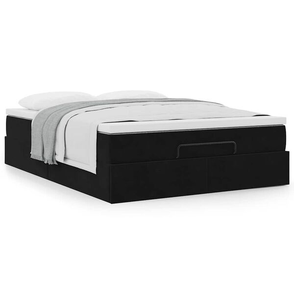 vidaXL Ottoman Bed with Mattress Black Double Velvet