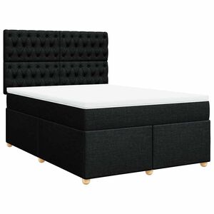 vidaXL Box Spring Bed with Mattress Black Queen Fabric