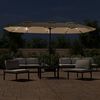 vidaXL Double-Head Garden Parasol with LEDs Taupe 449x265 cm