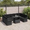 vidaXL Garden Sofa Set with Cushion 10 pcs Black Poly rattan