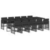 vidaXL 11 Piece Garden Dining Set with Cushions Black Poly Rattan