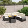 vidaXL 7 Piece Garden Sofa Set with Cushions Black Poly Rattan