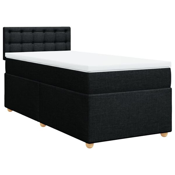 vidaXL Box Spring Bed with Mattress Black King Single Fabric