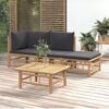 vidaXL 4 Piece Garden Lounge Set with Dark Grey Cushions Bamboo