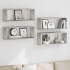 vidaXL Wall Cube Shelf 4 pcs Concrete Grey 60x15x23 cm Engineered Wood