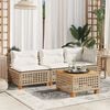 vidaXL Garden Sofa Corner with Cushions Beige Poly Rattan
