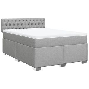 vidaXL Box Spring Bed with Mattress Dark Grey Double Fabric