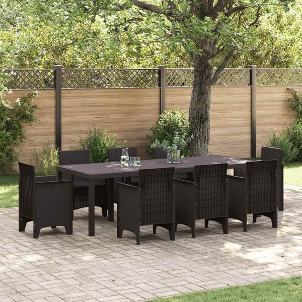 vidaXL Garden Table Brown 250 x 100 x 73 cm Poly Rattan