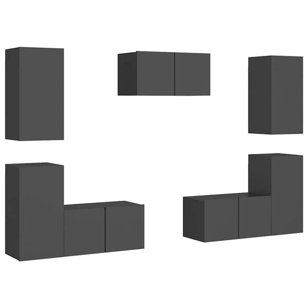 vidaXL 7 Piece TV Cabinet Set Grey Engineered Wood