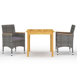 vidaXL 3 Piece Garden Dining Set Grey