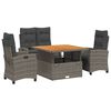 vidaXL 5 Piece Garden Dining Set with Cushions Grey Poly Rattan