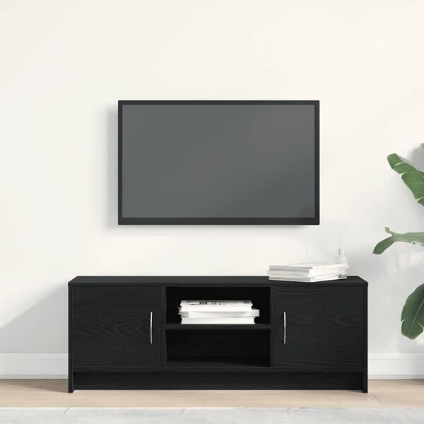 vidaXL TV Cabinet Black Oak 102x30x37.5 cm Engineered Wood