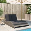 vidaXL Sun Lounger with Cushions Grey 114x205x73 cm Poly Rattan