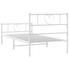 vidaXL Metal Bed Frame without Mattress with Footboard White 107x203cm