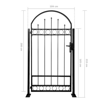 vidaXL Fence Gate with Arched Top and 2 Posts 100x200 cm