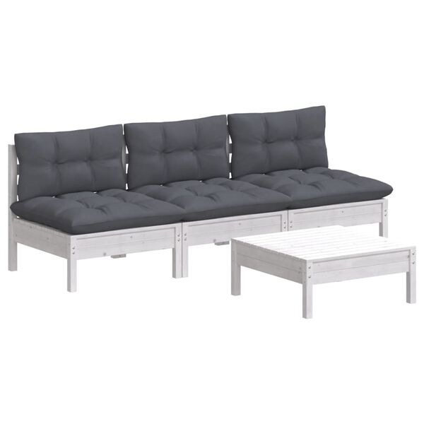 vidaXL 4 Piece Garden Lounge Set with Anthracite Cushions Pinewood