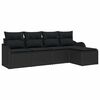 vidaXL Garden Sofa Set 5 pcs Black Poly Rattan