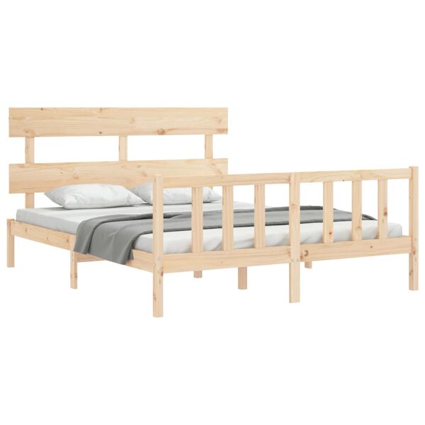 vidaXL Bed Frame without Mattress King Size Solid Wood Pine