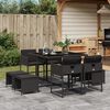 vidaXL 9 Piece Garden Dining Set with Cushions Black Poly Rattan