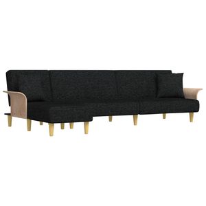 vidaXL L-shaped Sofa Bed Black 279x140x70 cm Fabric