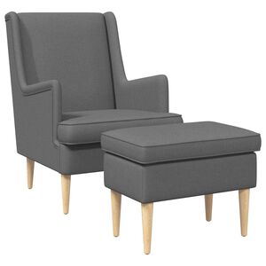 vidaXL Armchair with Foot Stool 2 pcs Dark Grey Fabric