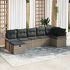vidaXL Garden Sofa Set with Cushion 7 pcs Grey Poly rattan