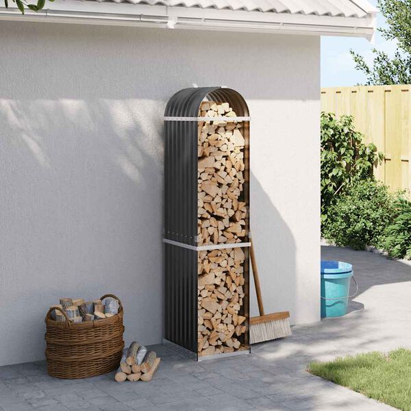 vidaXL Log Holder Anthracite 40x45x170 cm Galvanised Steel