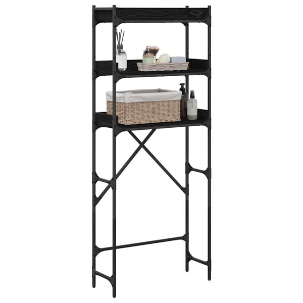 vidaXL Washing Machine Shelf with Shelf Black 0ak 67 x 25 x 163 cm