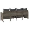 vidaXL Sun Lounger with Cushions Grey Poly Rattan
