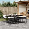 vidaXL 9 Piece Garden Dining Set with Cushions Black Poly Rattan
