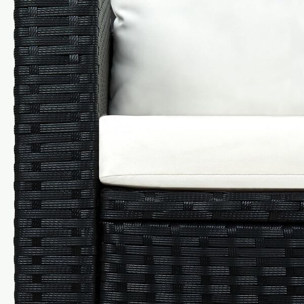 vidaXL 3 Piece Garden Lounge Set with Cushions Poly Rattan Black