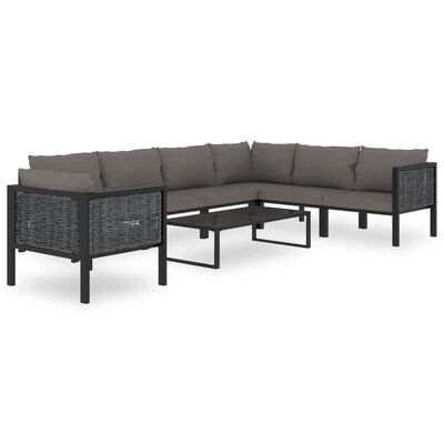 vidaXL Sectional Sofa with Cushion Poly Rattan Anthracite