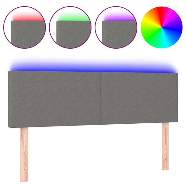 vidaXL LED Headboard Dark Grey 144 cm Fabric