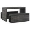 vidaXL 3 Piece Outdoor Dining Set with Cushions Poly Rattan Grey