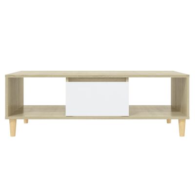 vidaXL Coffee Table White and Sonoma Oak 103.5x60x35 cm Engineered Wood
