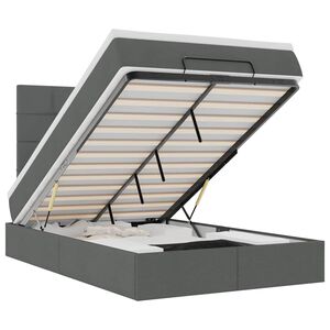 vidaXL Ottoman Bed with Mattress Dark Grey King Single Fabric