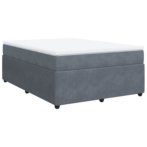 vidaXL Box Spring Bed with Mattress Dark Grey Double Velvet
