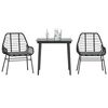vidaXL 3 Piece Garden Dining Set with Cushions Black Poly Rattan Glass