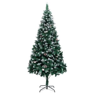 vidaXL Artificial Christmas Tree with Pine Cones and White Snow 210 cm
