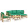 vidaXL 6 Piece Garden Lounge Set with Green Cushions Bamboo
