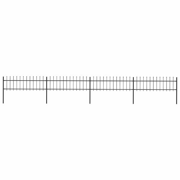 vidaXL Garden Fence with Spear Top Steel 714.5x60 cm Black