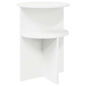 vidaXL Side Table with Storage White &Oslash; 39.5 x 55 cm Engineered Wood