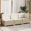 vidaXL Garden Sofa with Cushions 3-Seater Beige Poly Rattan