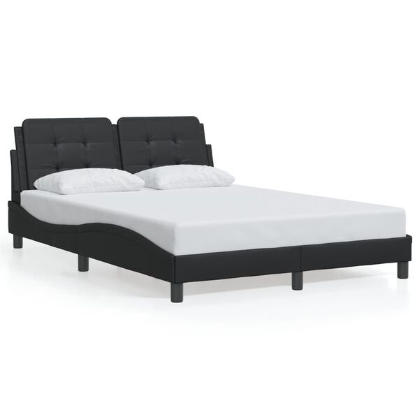 vidaXL Bed Frame without Mattress "Zadar" Black 137x190 cm Double Fabric