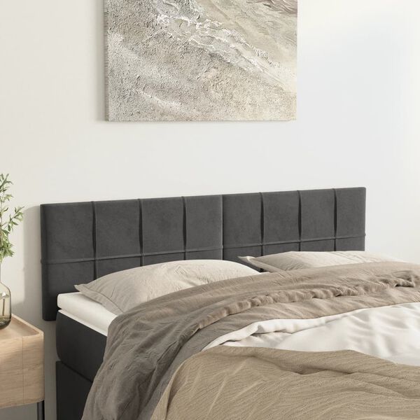 vidaXL Headboards Dark Grey 144x5x78/88 cm Velvet