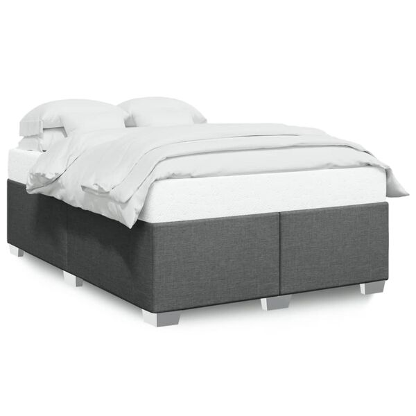 vidaXL Bed Frame without Mattress Dark Grey Double Fabric
