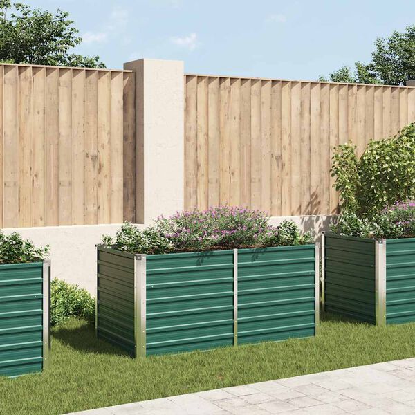 vidaXL Raised Garden Bed 160x80x77 cm Galvanised Steel Green
