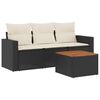 vidaXL 4 Piece Garden Sofa Set with Cushions Black Poly Rattan